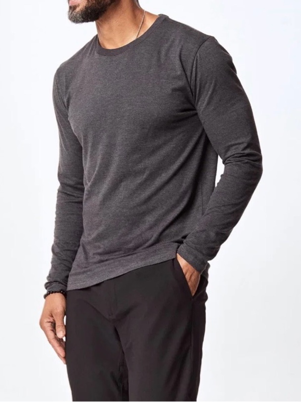 CHARCOAL LONG SLEEVE CREW NECK